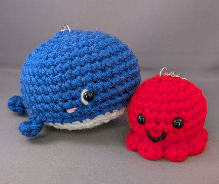 Crochet Blue Whale key-chain