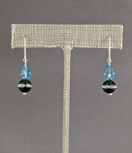 Onyx Bling Earrings: Aqua Drop