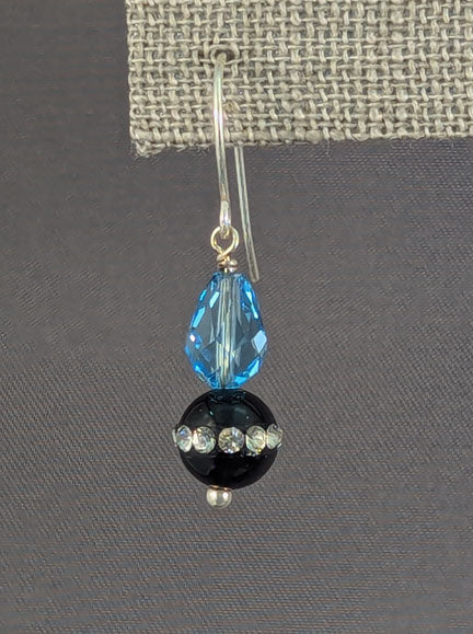 Onyx Bling Earrings: Aqua Drop