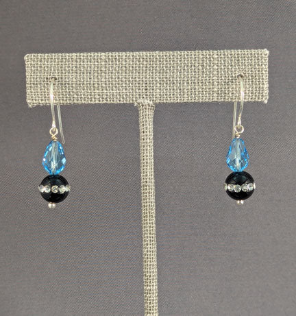 Onyx Bling Earrings: Aqua Drop