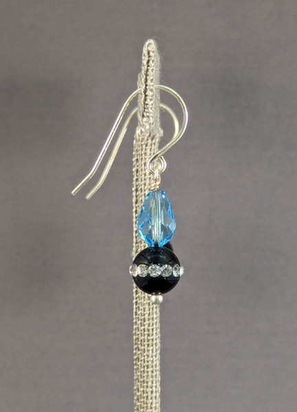 Onyx Bling Earrings: Aqua Drop