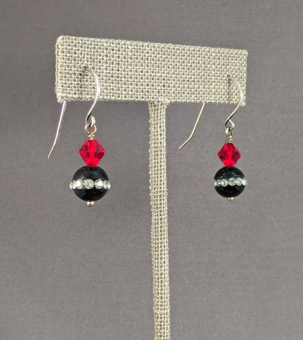 Onyx Bling Earrings: Light Siam bicones