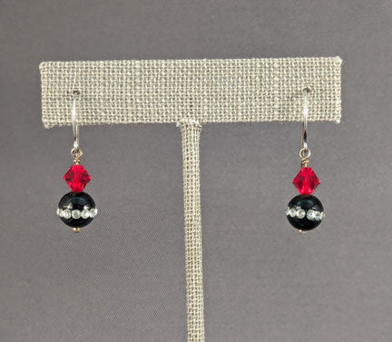 Onyx Bling Earrings: Light Siam bicones