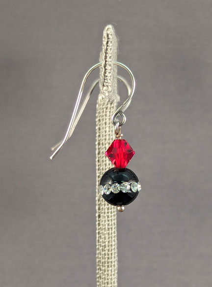 Onyx Bling Earrings: Light Siam bicones