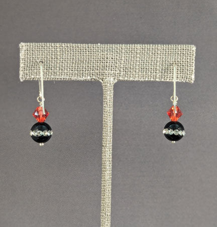 Onyx Bling Earrings: Padparadscha bicones