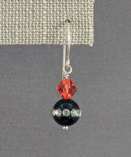 Onyx Bling Earrings: Padparadscha bicones