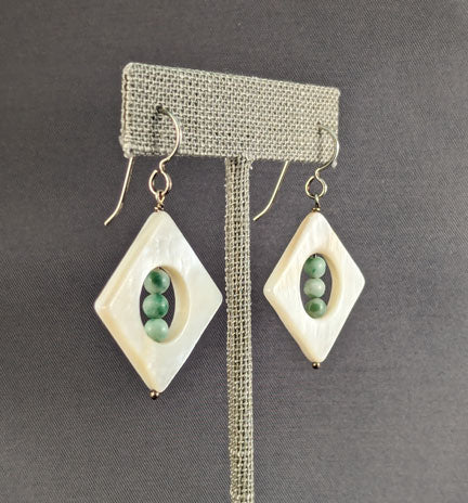 Mother of Pearl Earrings with Amazonite