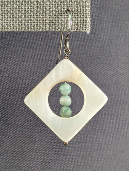 Mother of Pearl Earrings with Amazonite