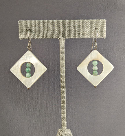 Mother of Pearl Earrings with Amazonite