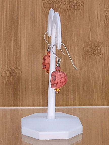 Orange Skull Beaded Earring