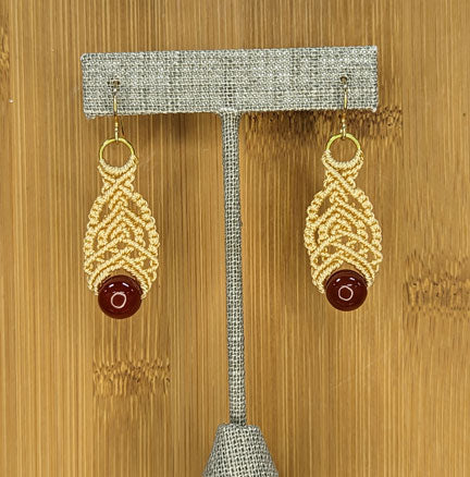 Dark Cream Bohemian Macramé Earrings