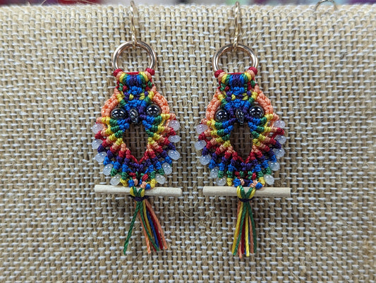 Rainbow Owls White Glass
