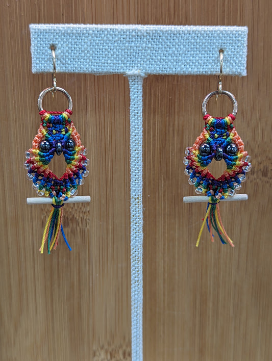 Rainbow Owls -Silver Glass