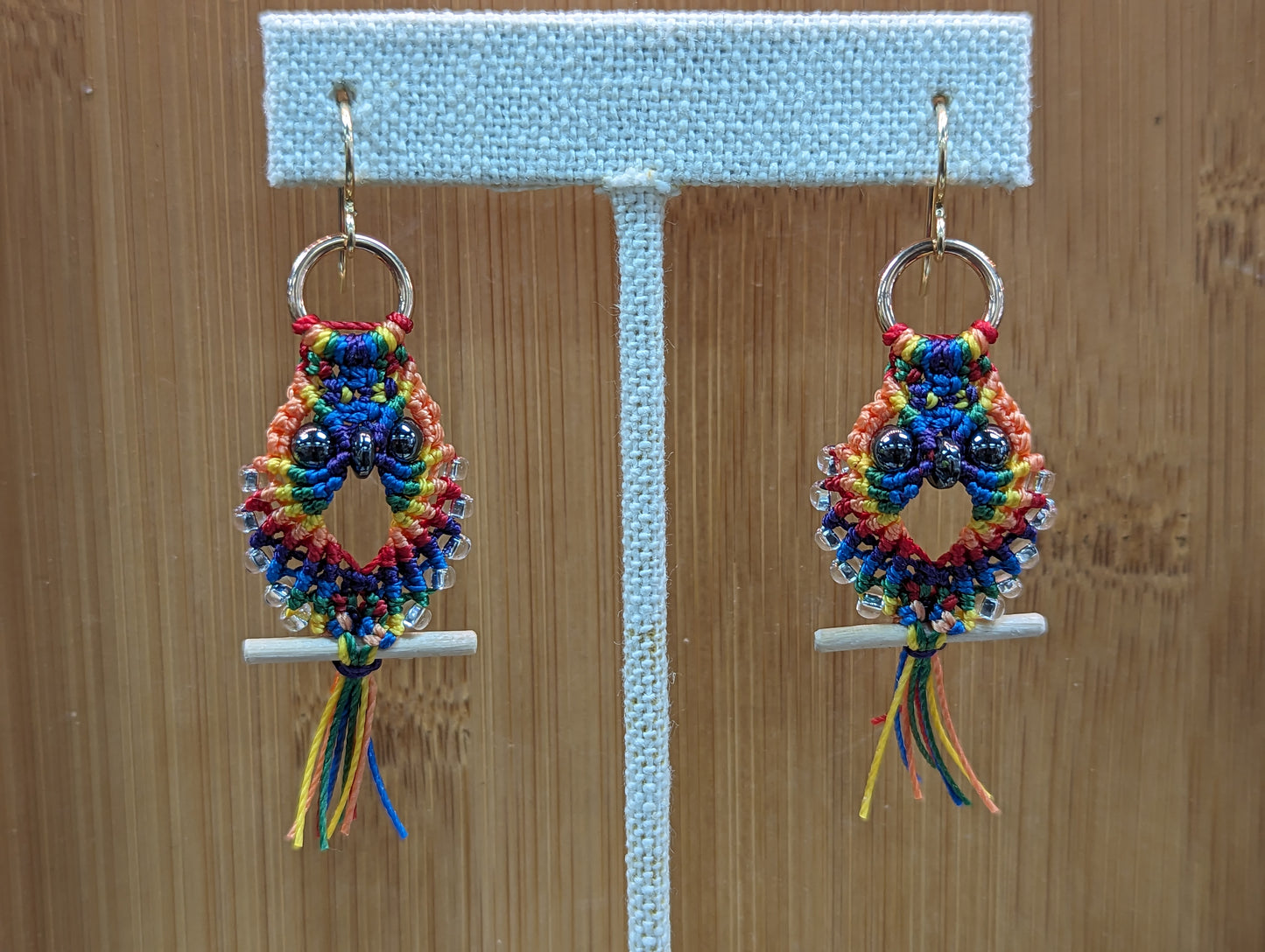 Rainbow Owls -Silver Glass