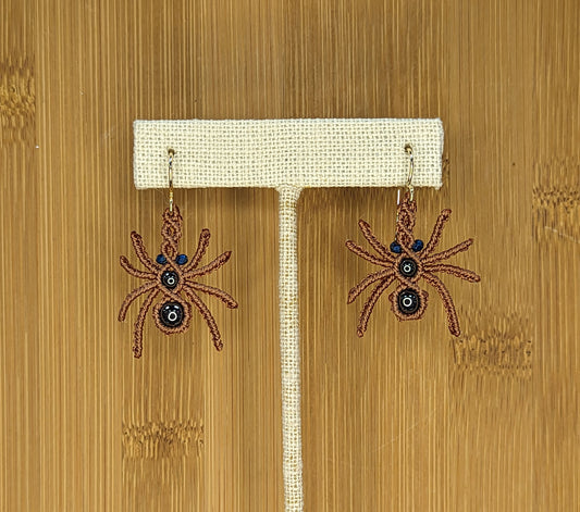 Brown Spider Earrings