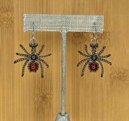 Dark Olive Spider Earrings
