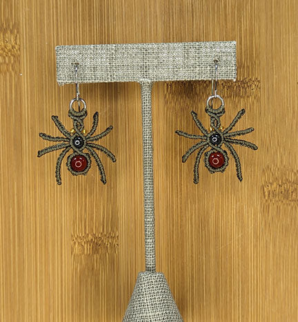 Dark Olive Spider Earrings