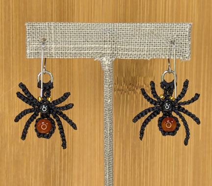 Black Spider Earrings Surgical Steel