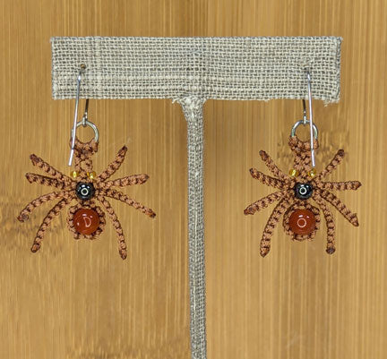 Brown Spider Earrings Surgical Steel
