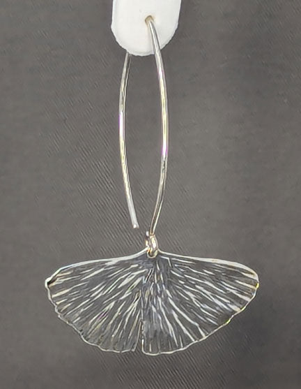 Ginkgo Leaf Silver Earrings, single