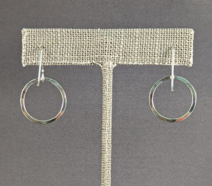 Silver Earrings: Planish Hammered Hoops
