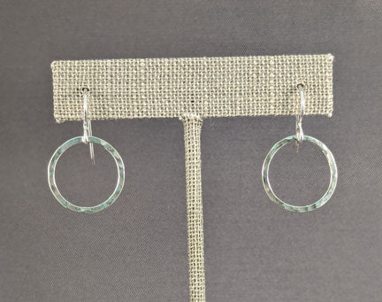 Silver Earrings: Planish Hammered Hoops