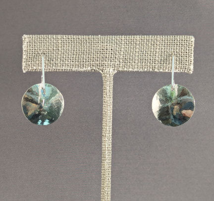 Silver Earrings: Mini Planish Hammered Disks