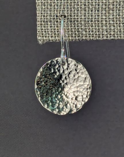 Silver Earrings: Mini Planish Hammered Disks