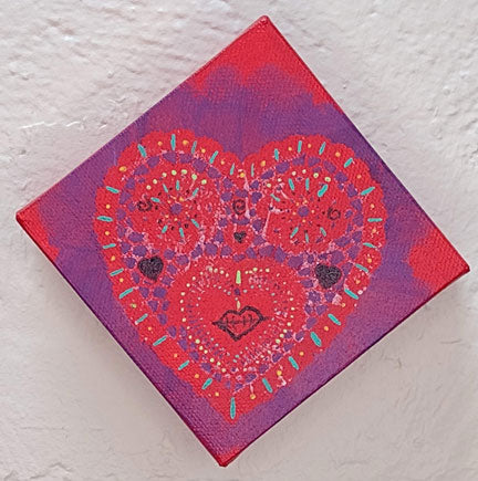 Heart Doily Print Painting 3
