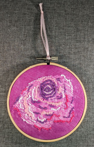 Embroidered Rose in a Bamboo Hoop