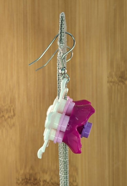 LEGO earrings: White and Fuchsia Flower