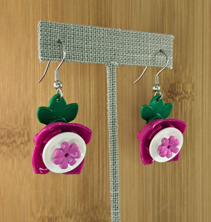 LEGO earrings: Fuchsia Flower