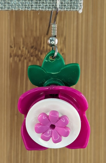 LEGO earrings: Fuchsia Flower