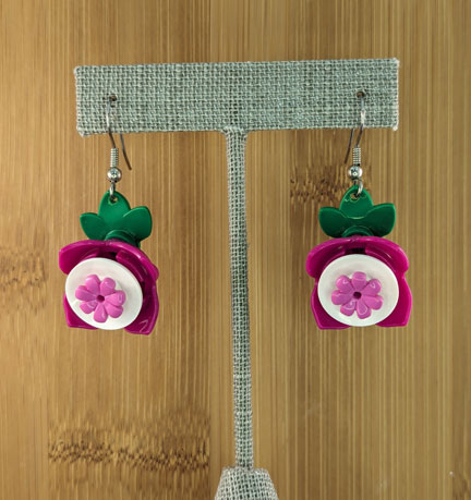 LEGO earrings: Fuchsia Flower