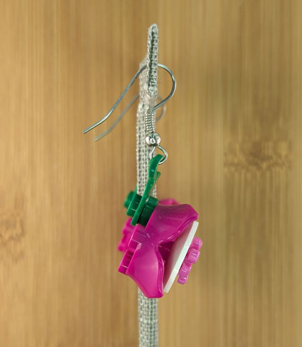 LEGO earrings: Fuchsia Flower