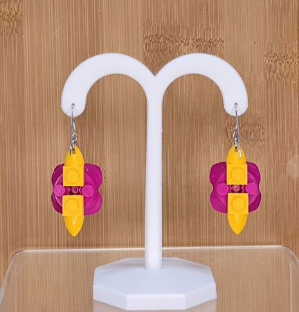 LEGO earrings: Fuchsia Flowers