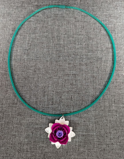 LEGO pendant: White and Fuchsia Flower