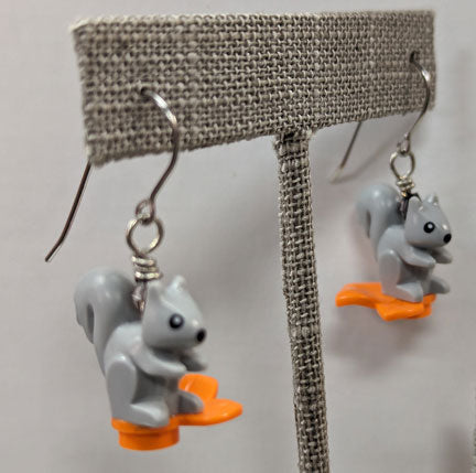 LEGO earrings: grey squirrels