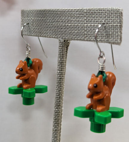 LEGO earrings: brown squirrels
