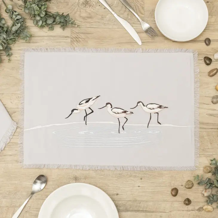 Embroidered Avocets Wading Placemat