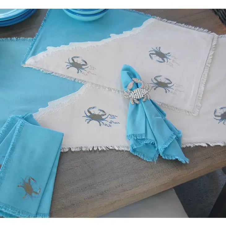 Embroidered Baby Crab and Beach Waves Placemat