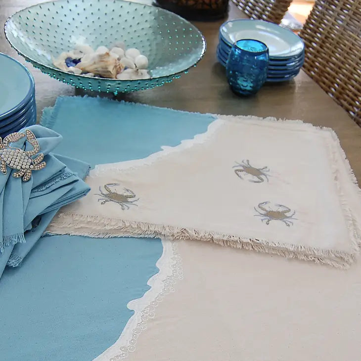Embroidered Baby Crab and Beach Waves Placemat