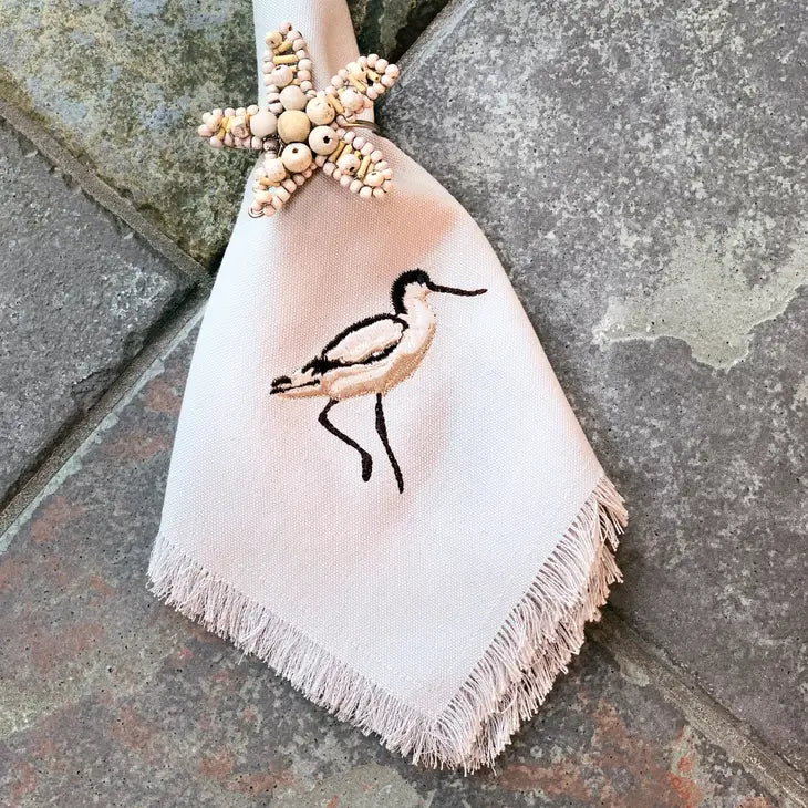 Coastal Embroidered Avocet Napkins