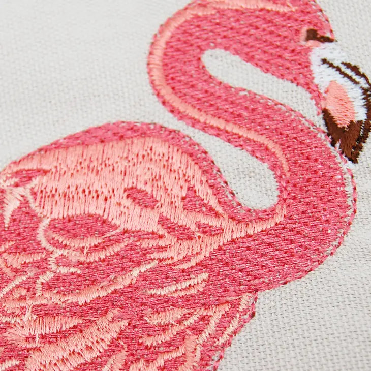 Embroidered Flamingo Cotton Napkins