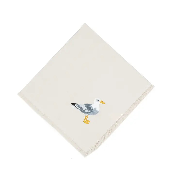 Coastal Embroidered Seagull Napkins