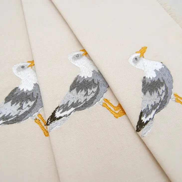 Coastal Embroidered Seagull Napkins
