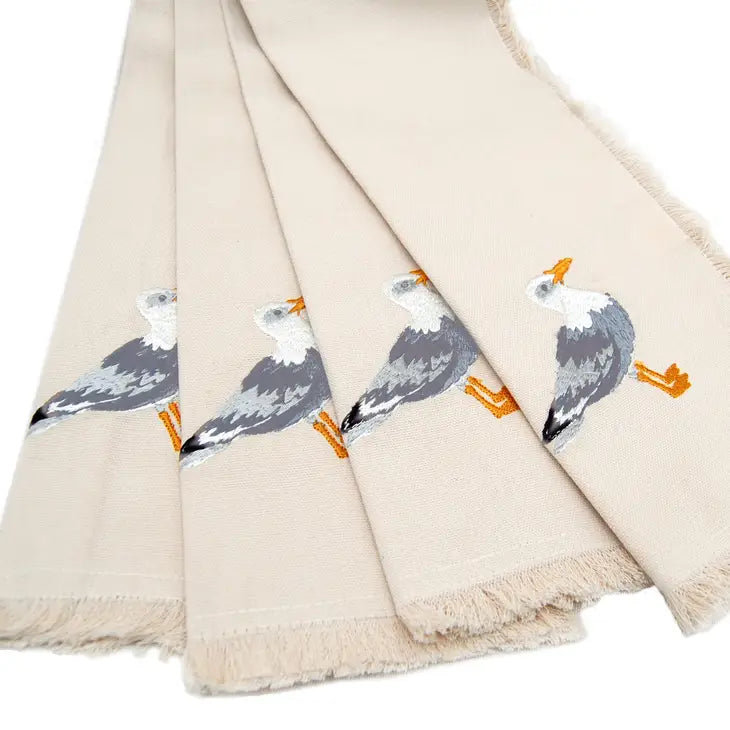 Coastal Embroidered Seagull Napkins