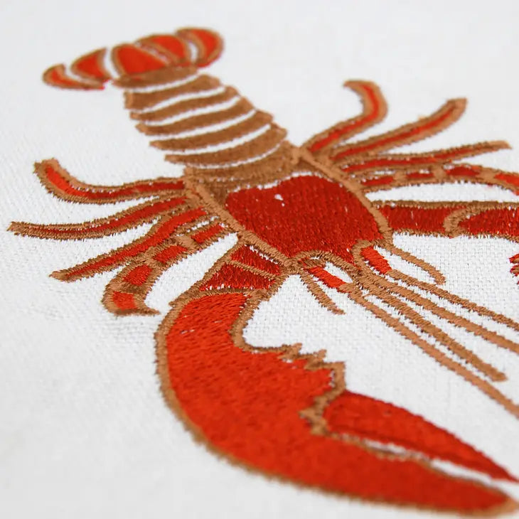 Embroidered Lobster Cotton Napkins