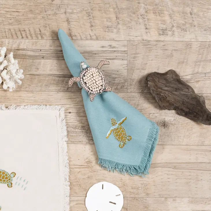 Embroidered Baby Sea Turtle Cotton Napkins