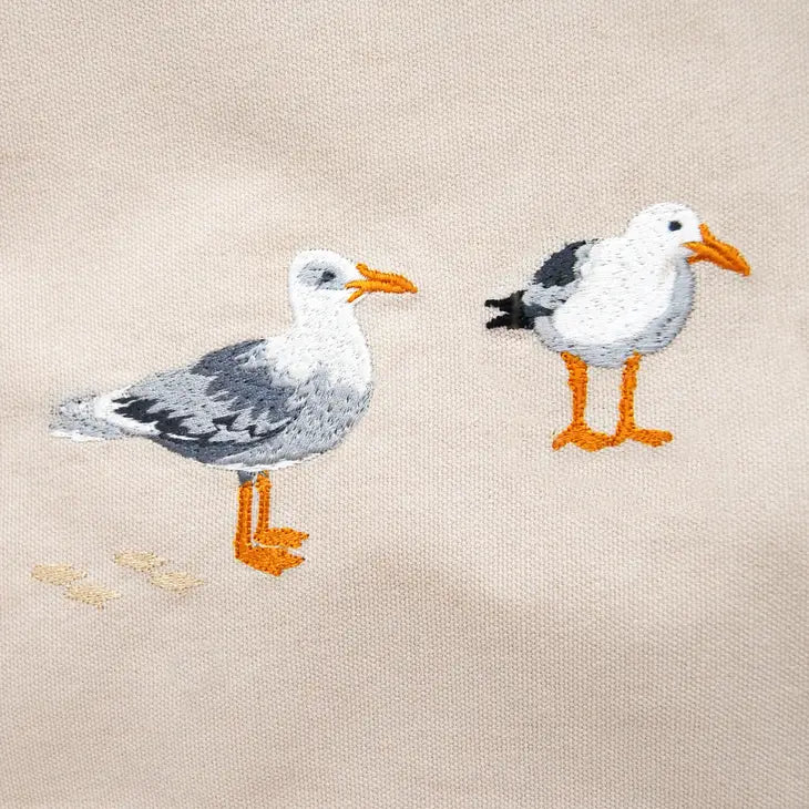 Seagulls and Beach Waves Embroidered Table Runner